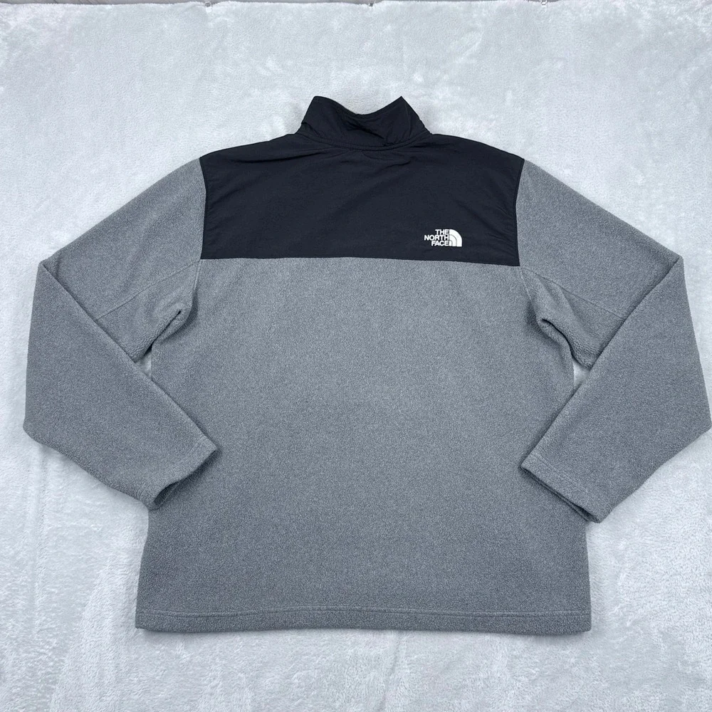 The North Face 200 Tundra Fleece Pullover Mens Large Grey Black 1/2 Zip Denali